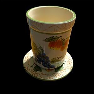 Everything Kitchen Fruit Pattern Serving Utensil Holder and Hot Plate Ho…